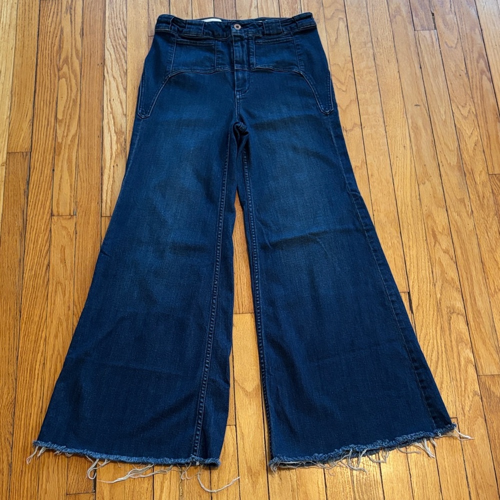 Pilcro and the Letterpress Dark Blue Wide Flare Jeans size 28